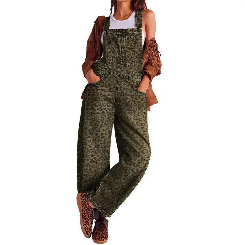 Chouyatou women's wide-leg denim overalls Y2k loose straight overalls jumpsuit