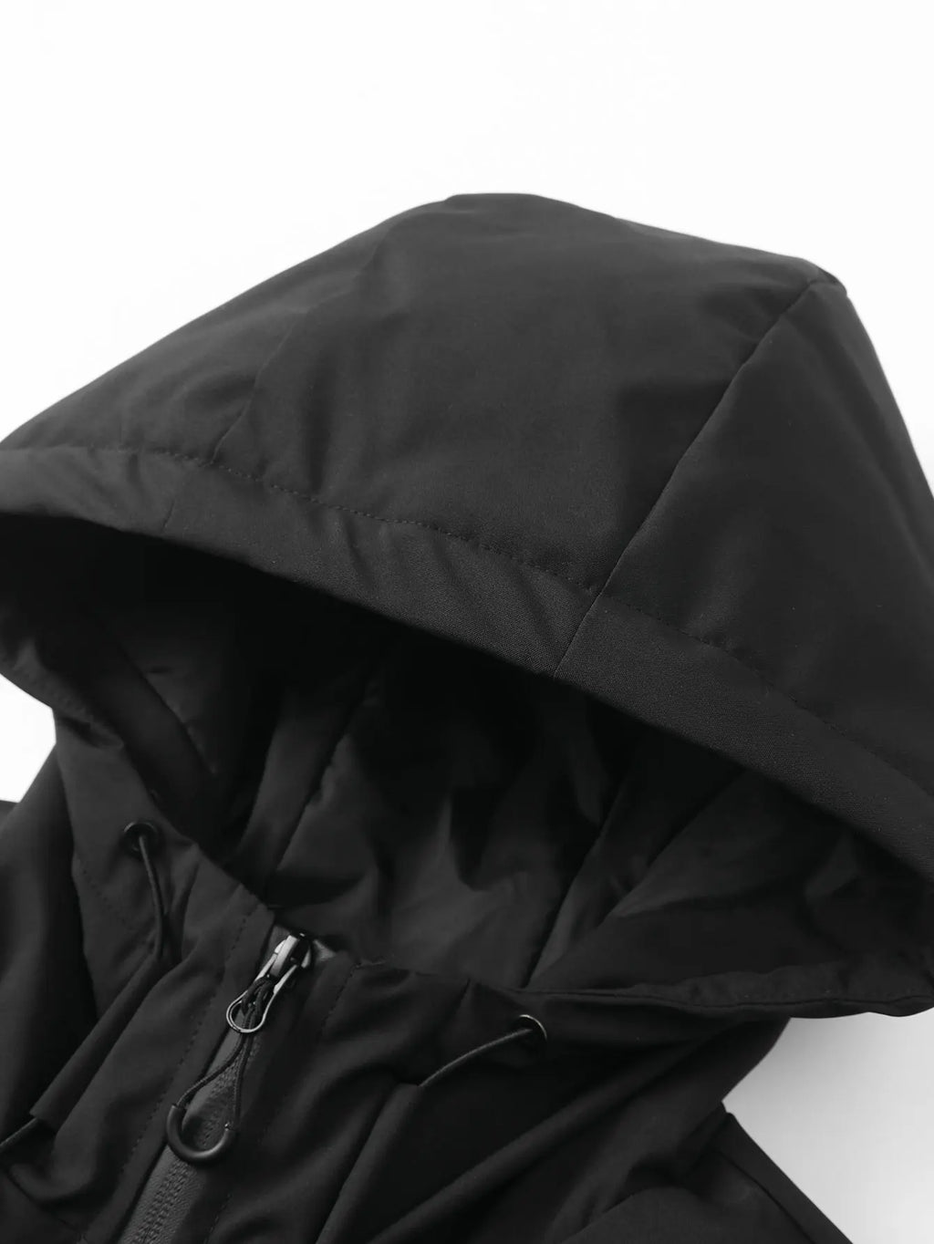 Autumn/Winter waterproof windproof hooded jacket with thick fleece lining, adjustable drawstring hood, available in multiple colors, unisex outdoor hiking commuter warm outerwear