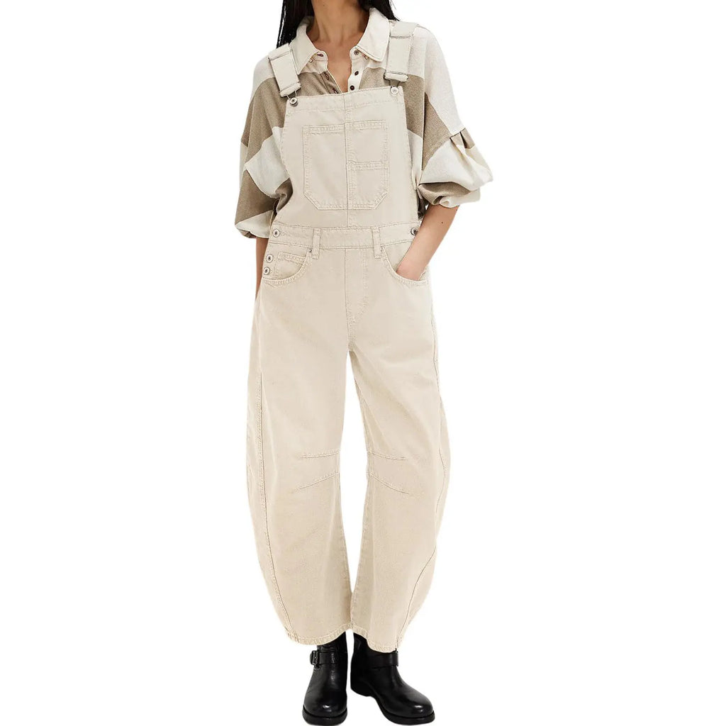 Chouyatou women's wide-leg denim overalls Y2k loose straight overalls jumpsuit