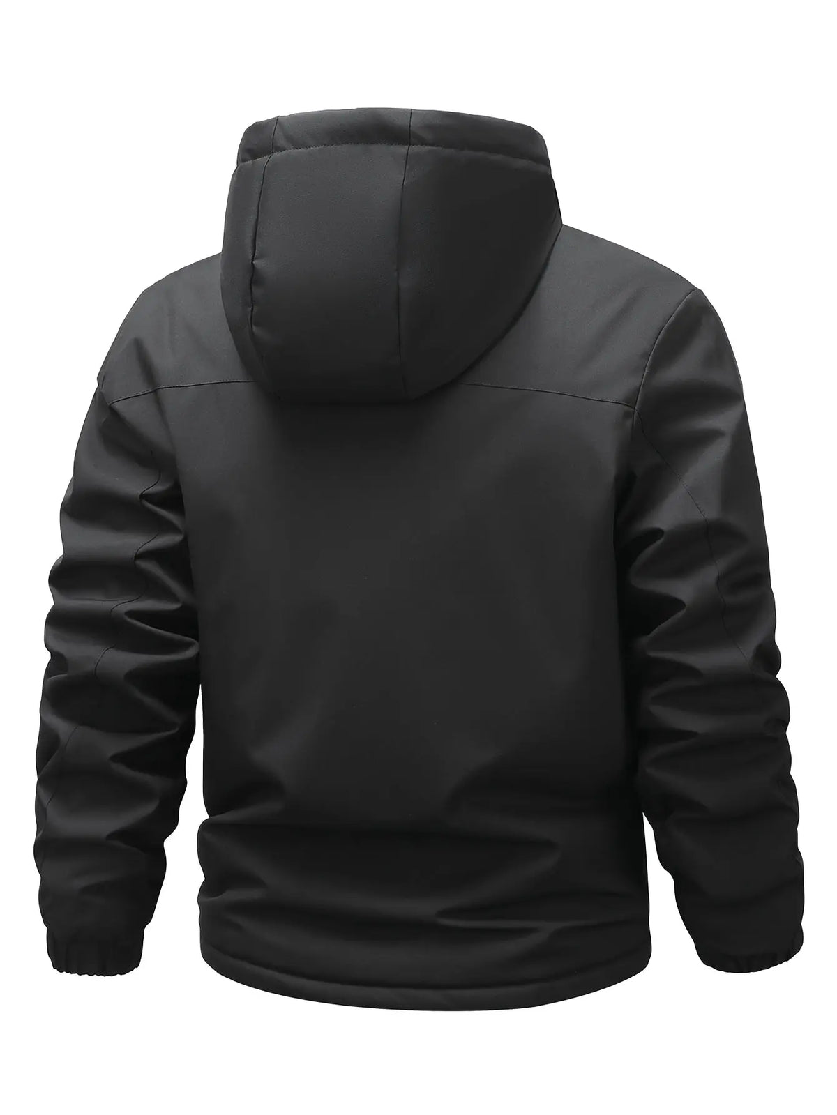 Autumn/Winter waterproof windproof hooded jacket with thick fleece lining, adjustable drawstring hood, available in multiple colors, unisex outdoor hiking commuter warm outerwear