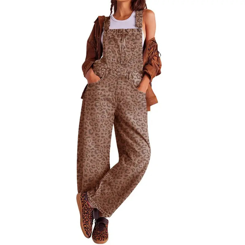 Chouyatou women's wide-leg denim overalls Y2k loose straight overalls jumpsuit